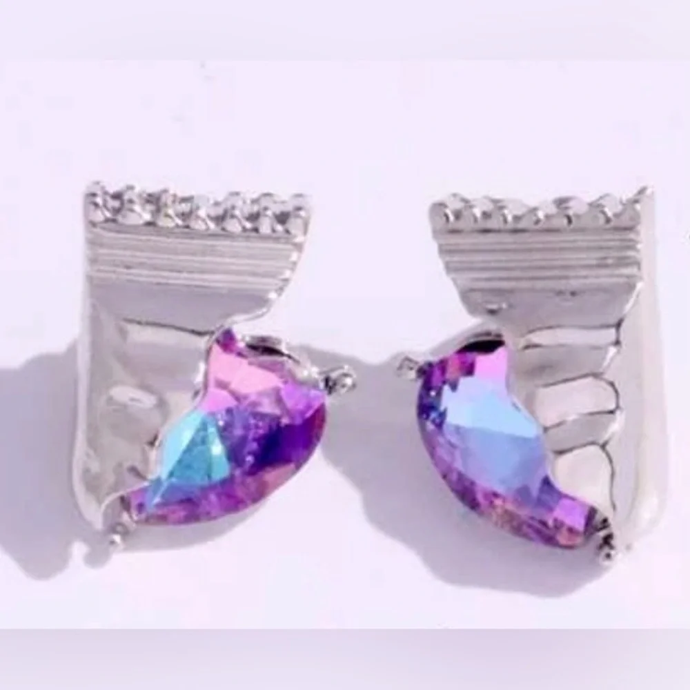 “Candy in a Torn Wrapper” Purple Ombre Quartz Heart Sweets Foil Wrapped Studs